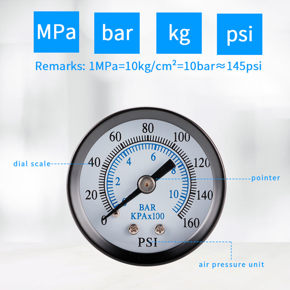 TS-40-10bar 0-160 PSI Range Pressure Gauge Stainless Steel Dual Scale Economical All Purpose Pressure Water Pressure Gauge TS-40-10bar 0-160 PSI Range Pressure Gauge Stainless Steel Dual Scale Economical All Purpose Pressure Water Pressure Gauge